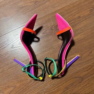 Colorful Heel Sandals with Adjustable Straps